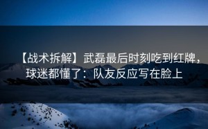 【战术拆解】武磊最后时刻吃到红牌，球迷都懂了：队友反应写在脸上
