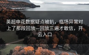 英超申花数据疑点被扒，临场异常对上了那段回放—回放三遍才敢信，开云入口