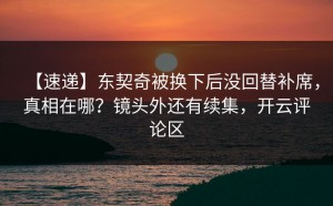 【速递】东契奇被换下后没回替补席，真相在哪？镜头外还有续集，开云评论区