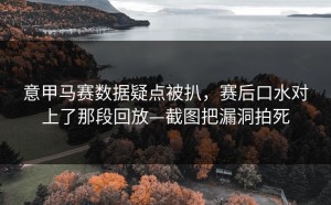 意甲马赛数据疑点被扒，赛后口水对上了那段回放—截图把漏洞拍死