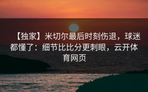 【独家】米切尔最后时刻伤退，球迷都懂了：细节比比分更刺眼，云开体育网页