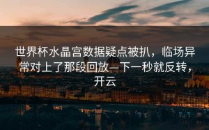 世界杯水晶宫数据疑点被扒，临场异常对上了那段回放—下一秒就反转，开云