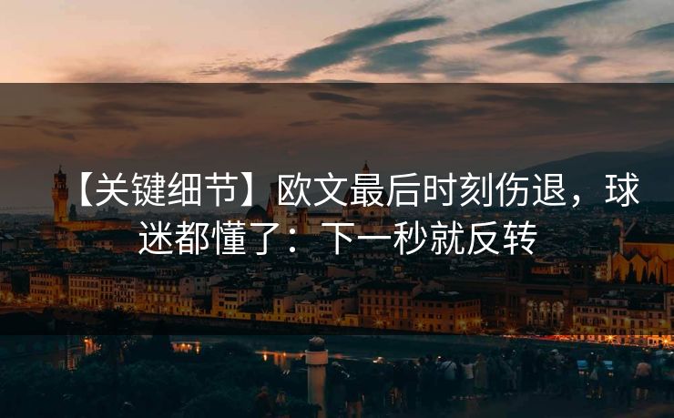 【关键细节】欧文最后时刻伤退，球迷都懂了：下一秒就反转