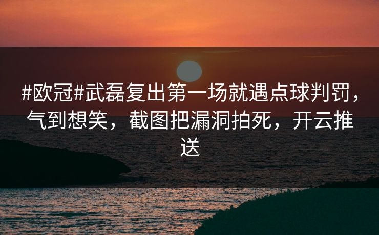 #欧冠#武磊复出第一场就遇点球判罚，气到想笑，截图把漏洞拍死，开云推送